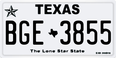 TX license plate BGE3855