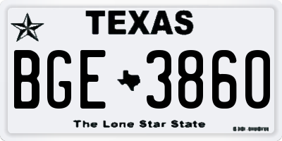 TX license plate BGE3860
