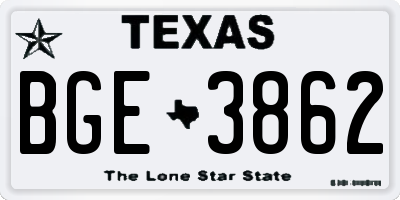 TX license plate BGE3862