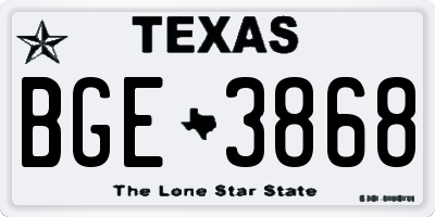 TX license plate BGE3868