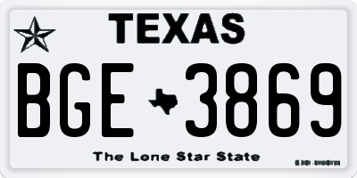 TX license plate BGE3869
