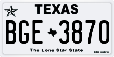 TX license plate BGE3870