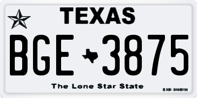 TX license plate BGE3875