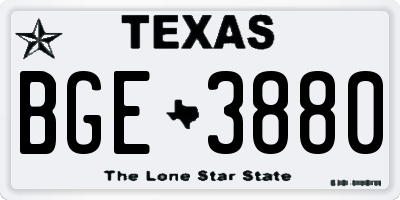 TX license plate BGE3880