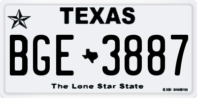 TX license plate BGE3887