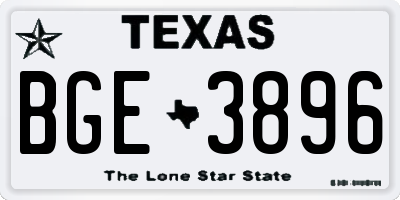 TX license plate BGE3896