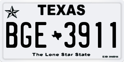 TX license plate BGE3911