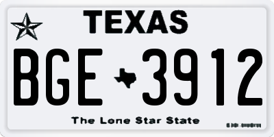 TX license plate BGE3912