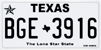 TX license plate BGE3916