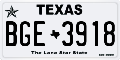 TX license plate BGE3918