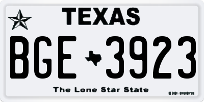 TX license plate BGE3923