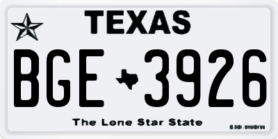 TX license plate BGE3926