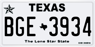 TX license plate BGE3934