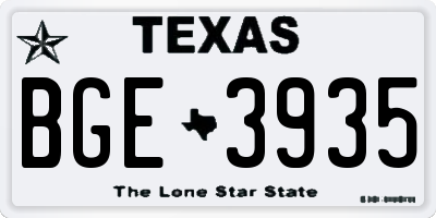 TX license plate BGE3935