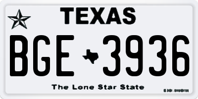 TX license plate BGE3936