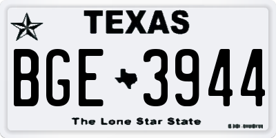 TX license plate BGE3944