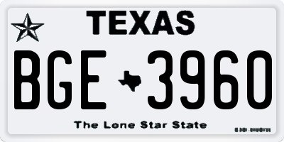 TX license plate BGE3960