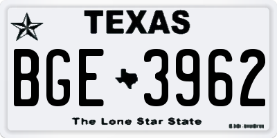TX license plate BGE3962