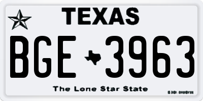 TX license plate BGE3963