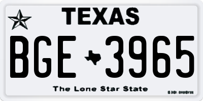 TX license plate BGE3965
