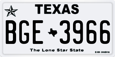 TX license plate BGE3966