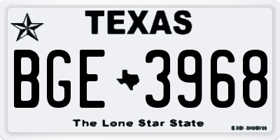 TX license plate BGE3968