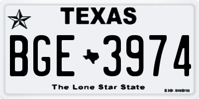 TX license plate BGE3974