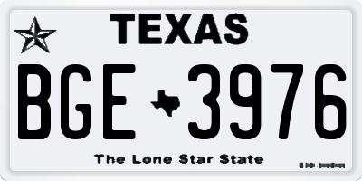 TX license plate BGE3976