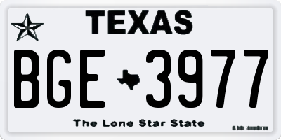 TX license plate BGE3977