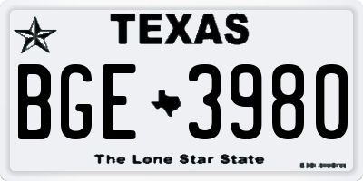 TX license plate BGE3980