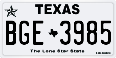 TX license plate BGE3985
