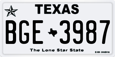 TX license plate BGE3987
