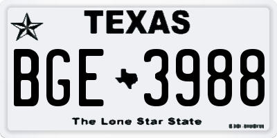 TX license plate BGE3988