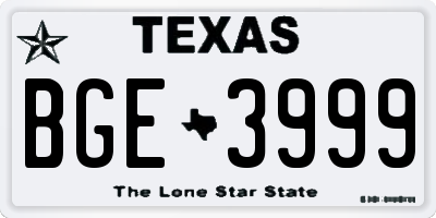 TX license plate BGE3999