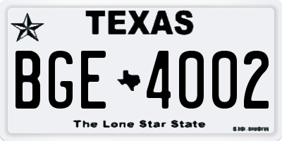 TX license plate BGE4002