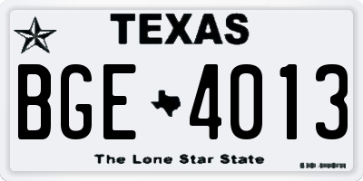 TX license plate BGE4013