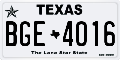 TX license plate BGE4016