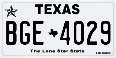 TX license plate BGE4029