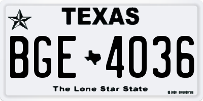 TX license plate BGE4036