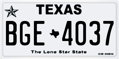 TX license plate BGE4037