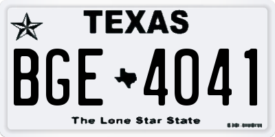 TX license plate BGE4041