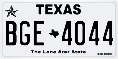TX license plate BGE4044