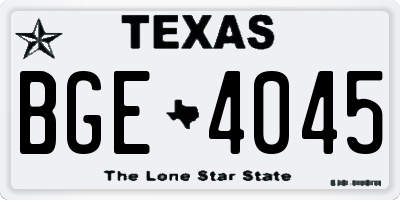 TX license plate BGE4045