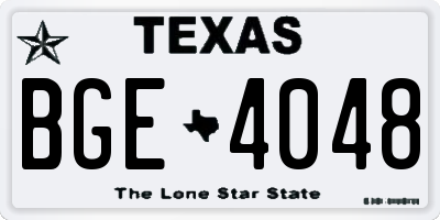 TX license plate BGE4048