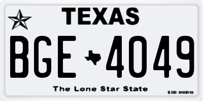 TX license plate BGE4049
