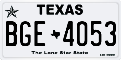 TX license plate BGE4053