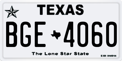 TX license plate BGE4060