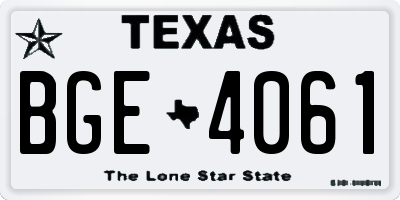 TX license plate BGE4061