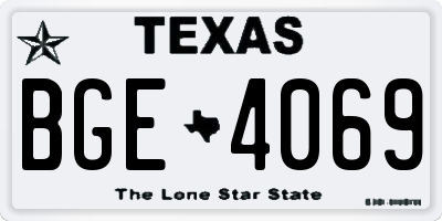 TX license plate BGE4069