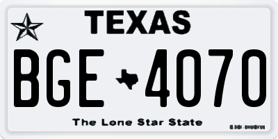 TX license plate BGE4070